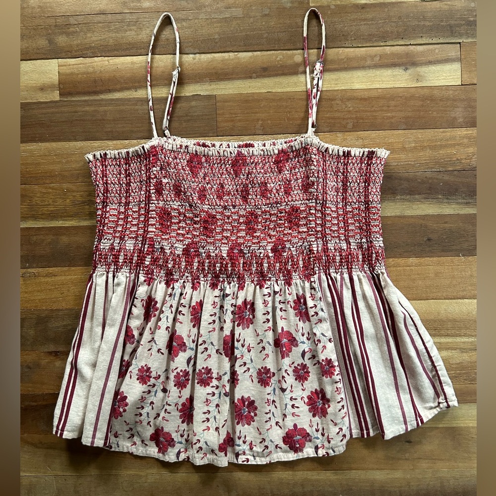 Lucky Brand Red and Cream Floral Camisole